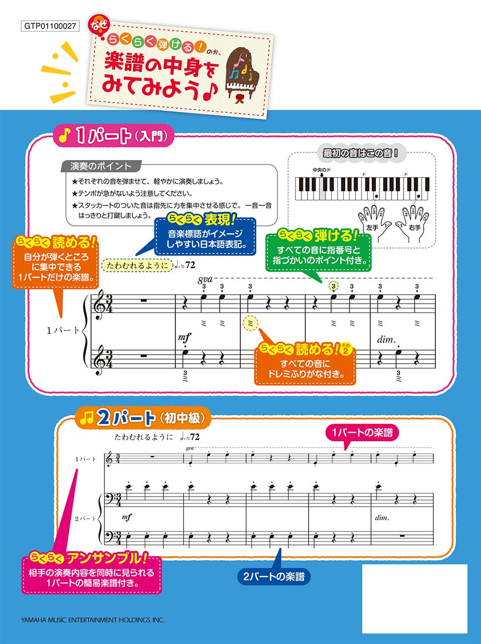 入門×初中級 らくらく弾ける!ピアノ連弾 ピアノで奏でたい定番曲 1パートはドレミふりがな付き!