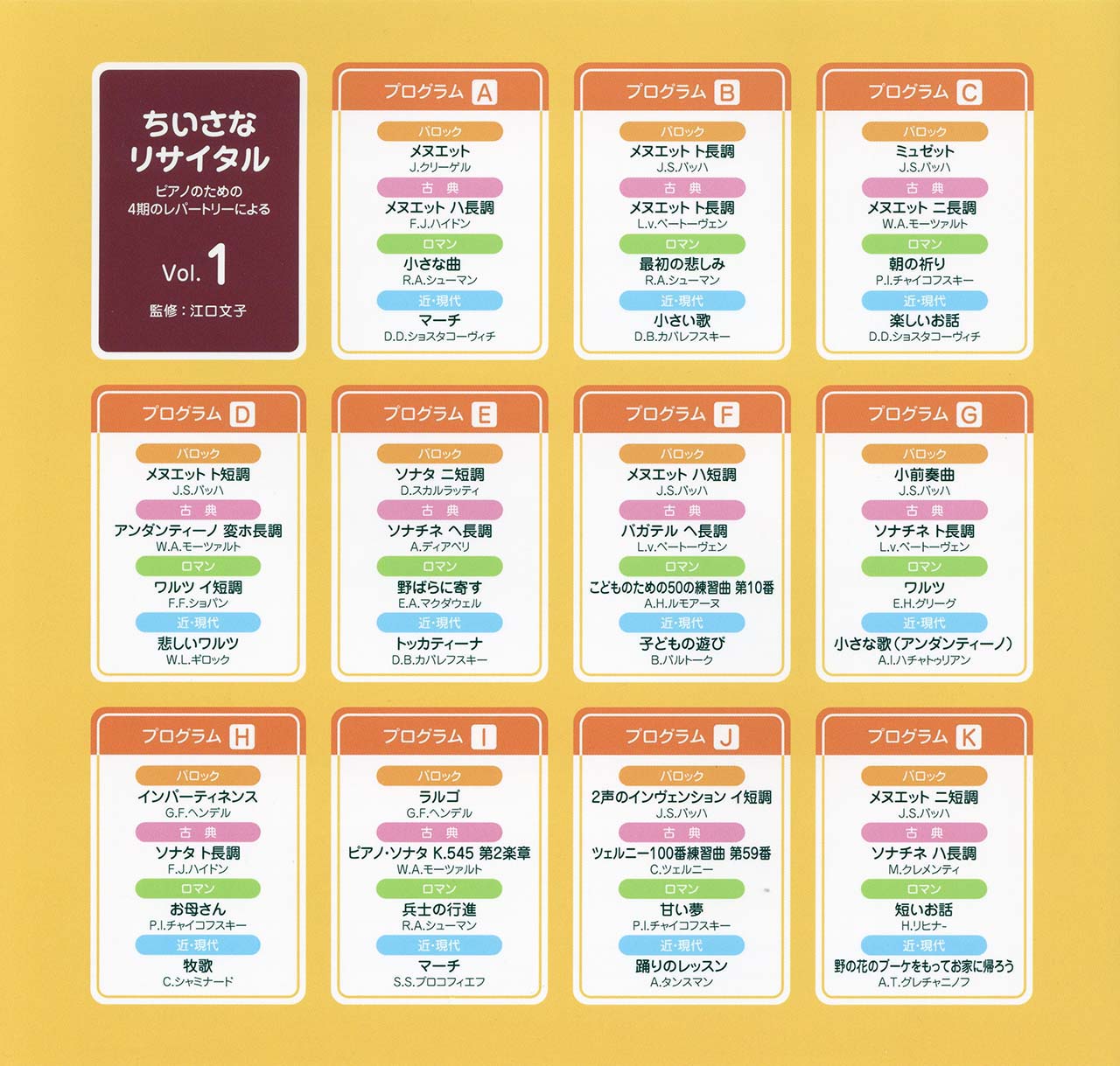 ちいさなリサイタル1~ピアノのための4期のレパートリーによる~