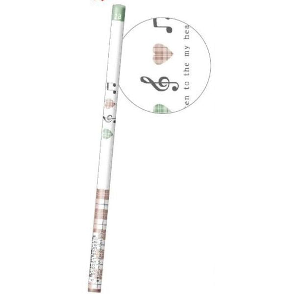 鉛筆２Ｂ・丸　音符／ハート