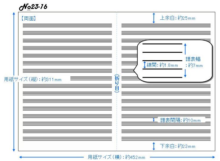 五線紙　ＮＯ．２３　１６段（１０枚）