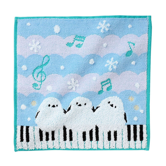 トリル♪シマエナガ 刺繍入りジャガードハンドタオル