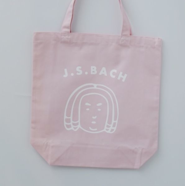 トートバッグ　バッハくんの顔　ライトピンク