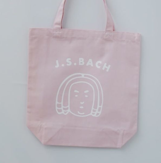 トートバッグ　バッハくんの顔　ライトピンク