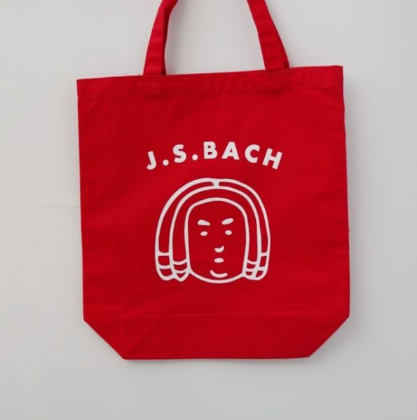 トートバッグ　バッハくんの顔　レッド