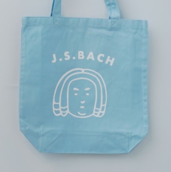 トートバッグ　バッハくんの顔　ライトブルー