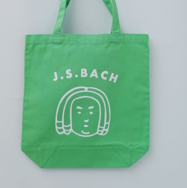 トートバッグ　バッハくんの顔　ライム