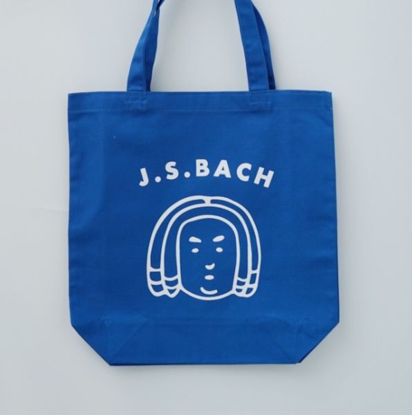 トートバッグ　バッハくんの顔　ロイヤルブルー