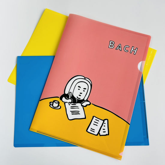 おしゃべりはやめて、お静かに　クリアファイル　書き書きバッハくん