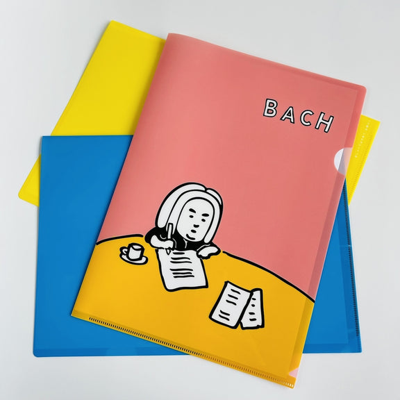 おしゃべりはやめて、お静かに　クリアファイル　書き書きバッハくん