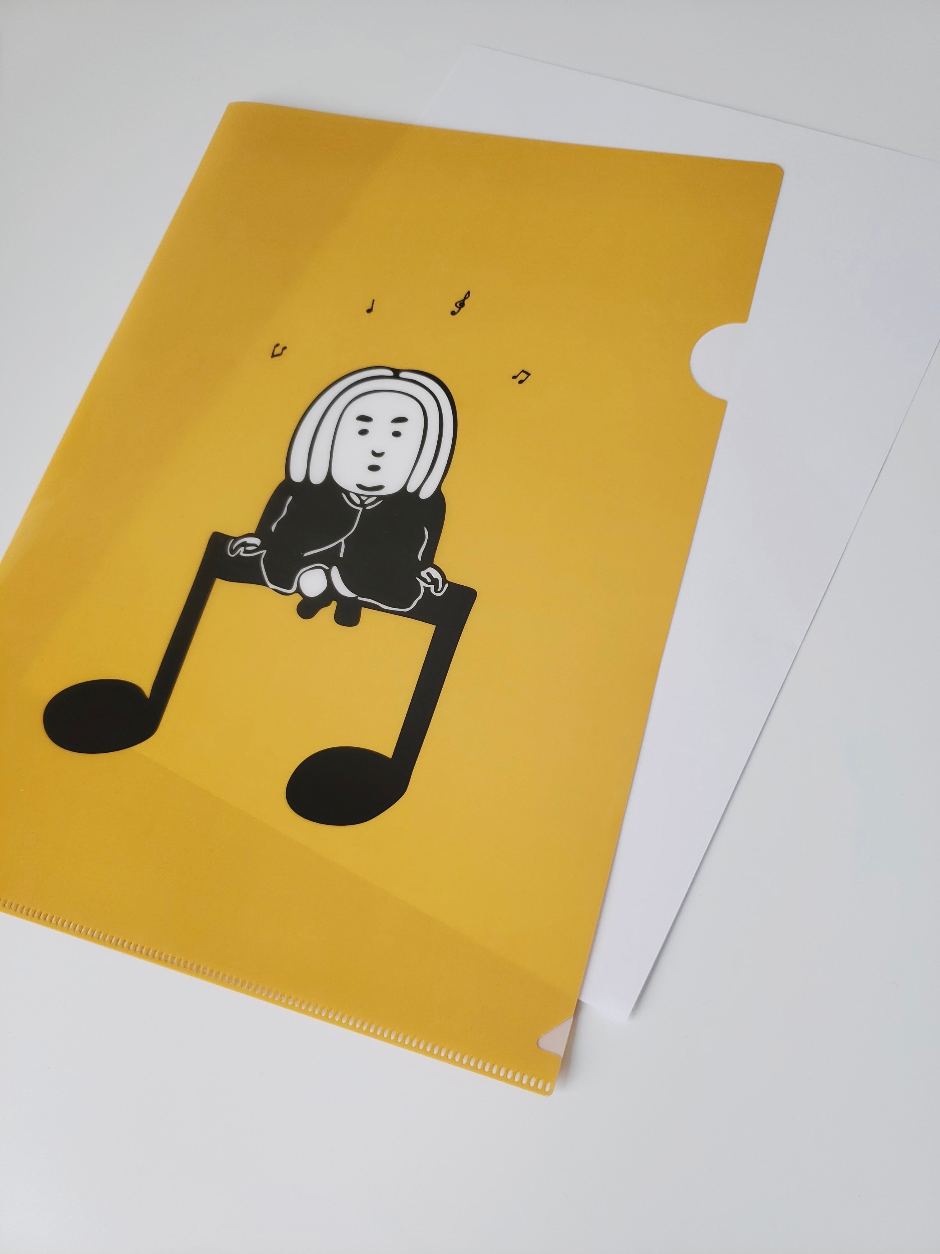 おしゃべりはやめて、お静かに　クリアファイル　音符にのるバッハくん
