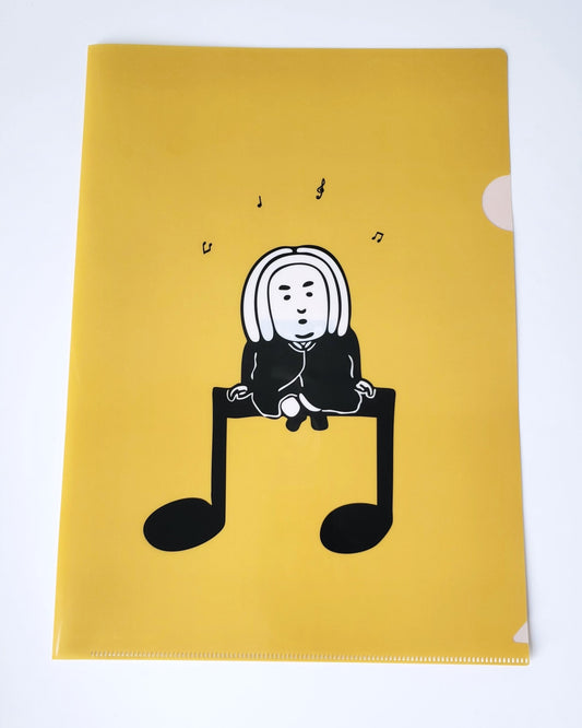 おしゃべりはやめて、お静かに クリアファイル 音符にのるバッハくん