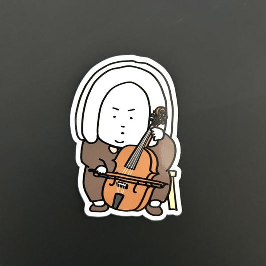 ステッカー　チェロを弾くバッハくん