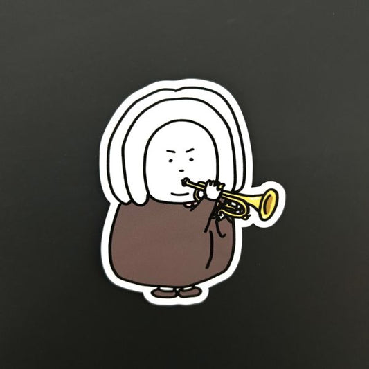 ステッカー　トランペットを吹くバッハくん