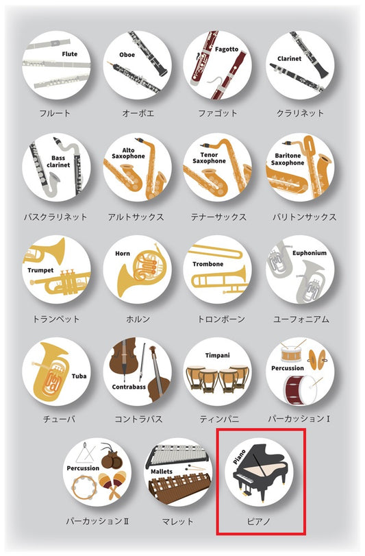 楽器缶バッジ　ピアノ