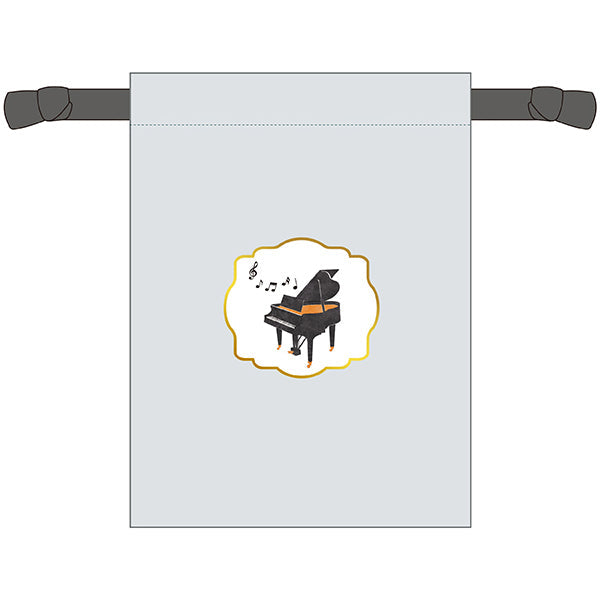 MUSIC ENSEMBLE巾着　ピアノ／グレー