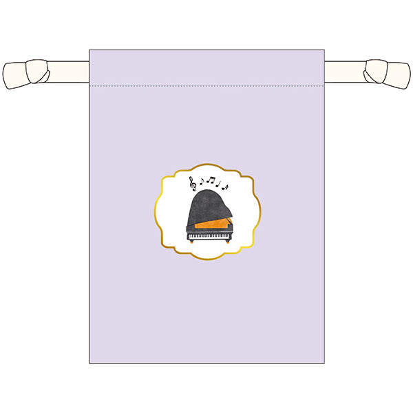 MUSIC ENSEMBLE巾着　ピアノ／パープル