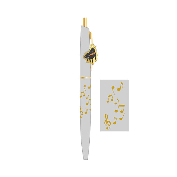 MUSIC ENSEMBLEチャーム付きボールペン　ピアノ／グレー