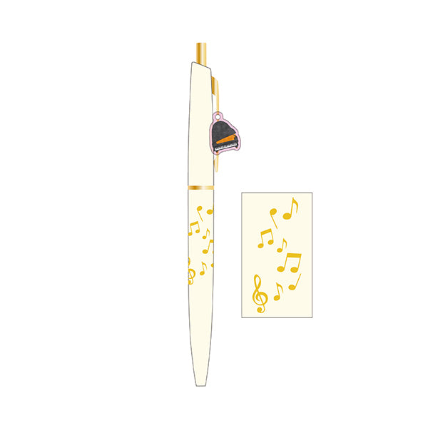MUSIC ENSEMBLEチャーム付きボールペン　ピアノ／アイボリー