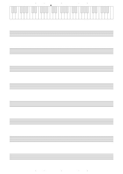音楽５線ノート　Ａ４　８段　鍵盤図付き