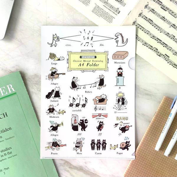 クリアファイル　猫音楽用語
