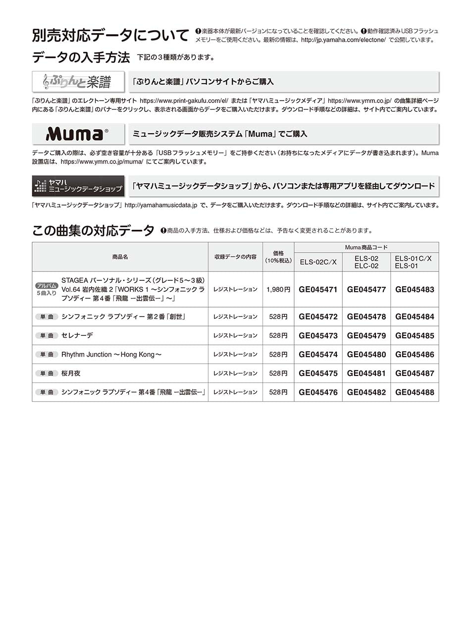 STAGEA パーソナル 5～3級 Vol.64岩内佐織 2『WORKS1～シンフォニック ラプソディー第4番「飛龍 ―出雲伝―」～』