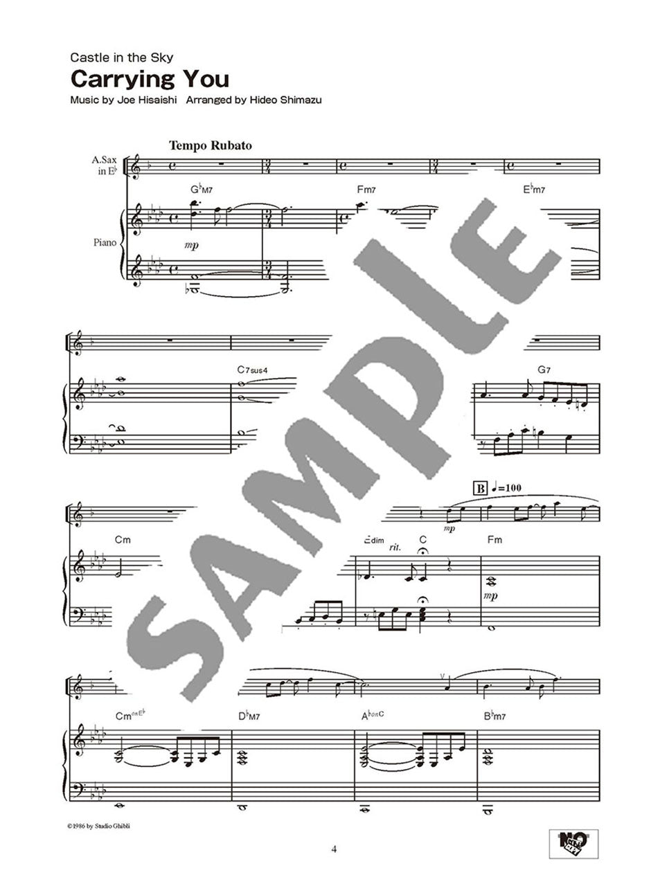 Studio Ghibli Songs for Alto Sax and Piano Vol.2 Intermediate