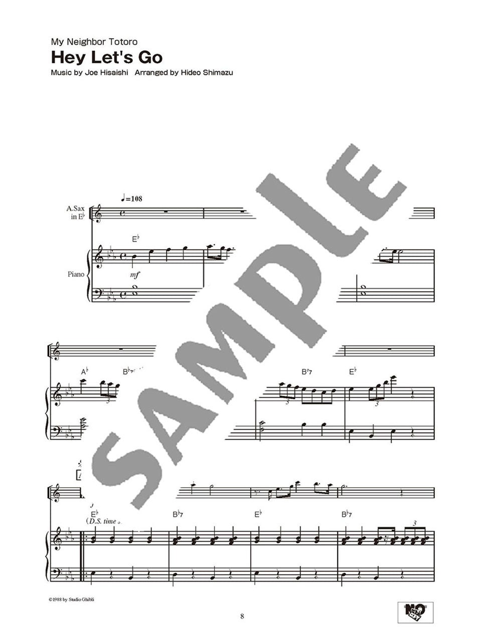 Studio Ghibli Songs for Alto Sax and Piano Vol.2 Intermediate