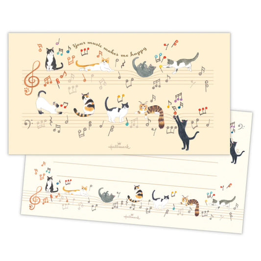 一筆箋 音符で遊ぶ猫