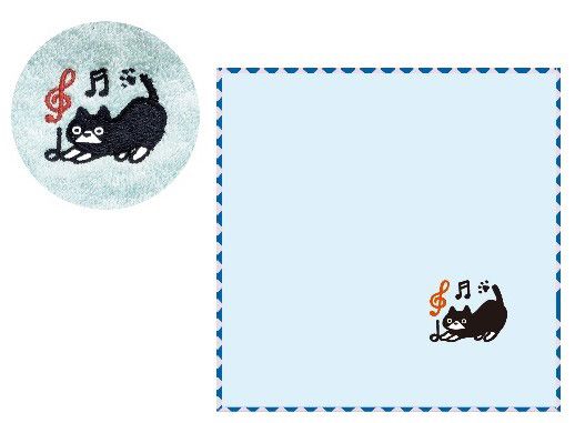 風水にゃんこハンカチ　あお