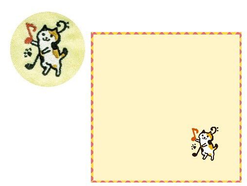 風水にゃんこハンカチ　きいろ