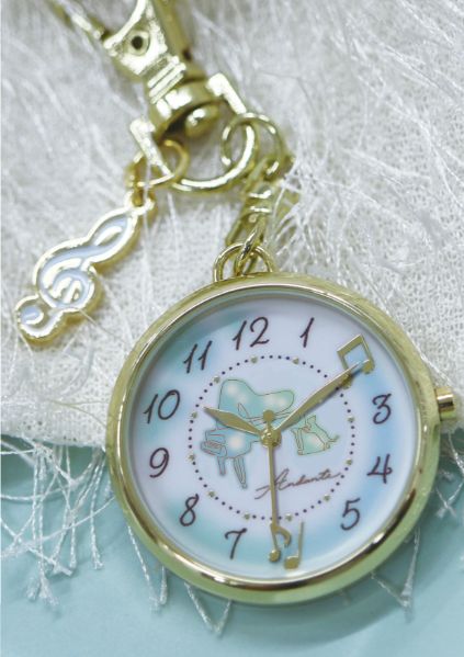 チャームウォッチ　ねことグランドピアノ　グラデーションブルー