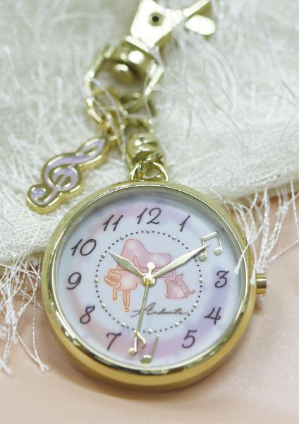 チャームウォッチ　ねことグランドピアノ　グラデーションパープル