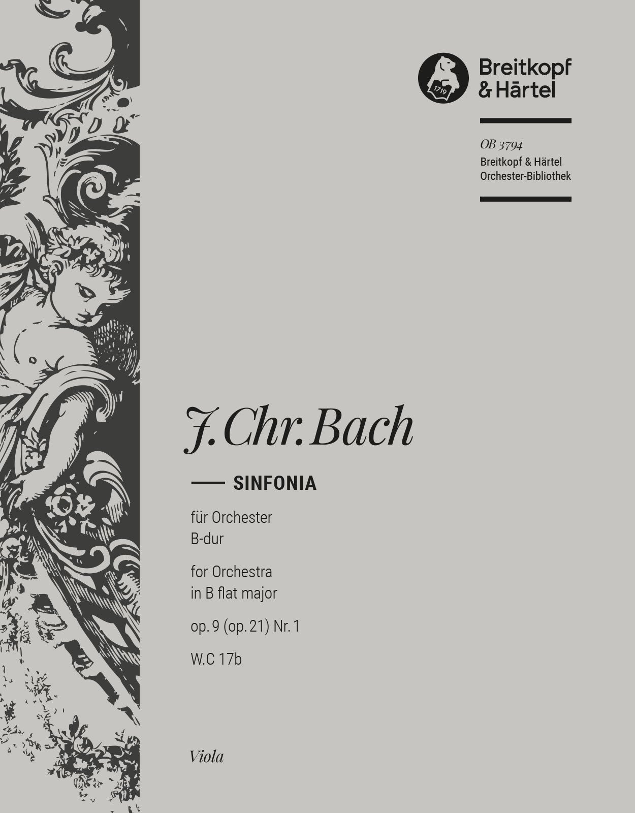 バッハ：シンフォニア 変ロ長調 Op.21/1 W. C17b/Stein編: ビオラ 【輸入：オーケストラ･パート譜】