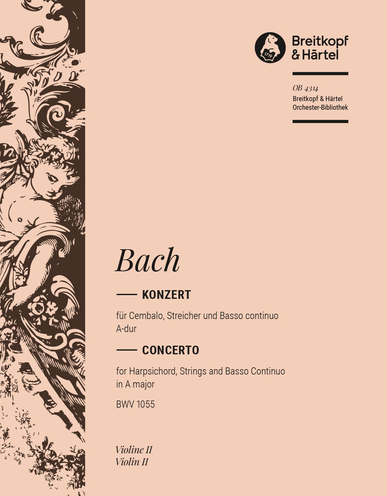 バッハ：チェンバロ協奏曲 第4番 イ長調 BWV 1055: バイオリン 2 【輸入：オーケストラ･パート譜】