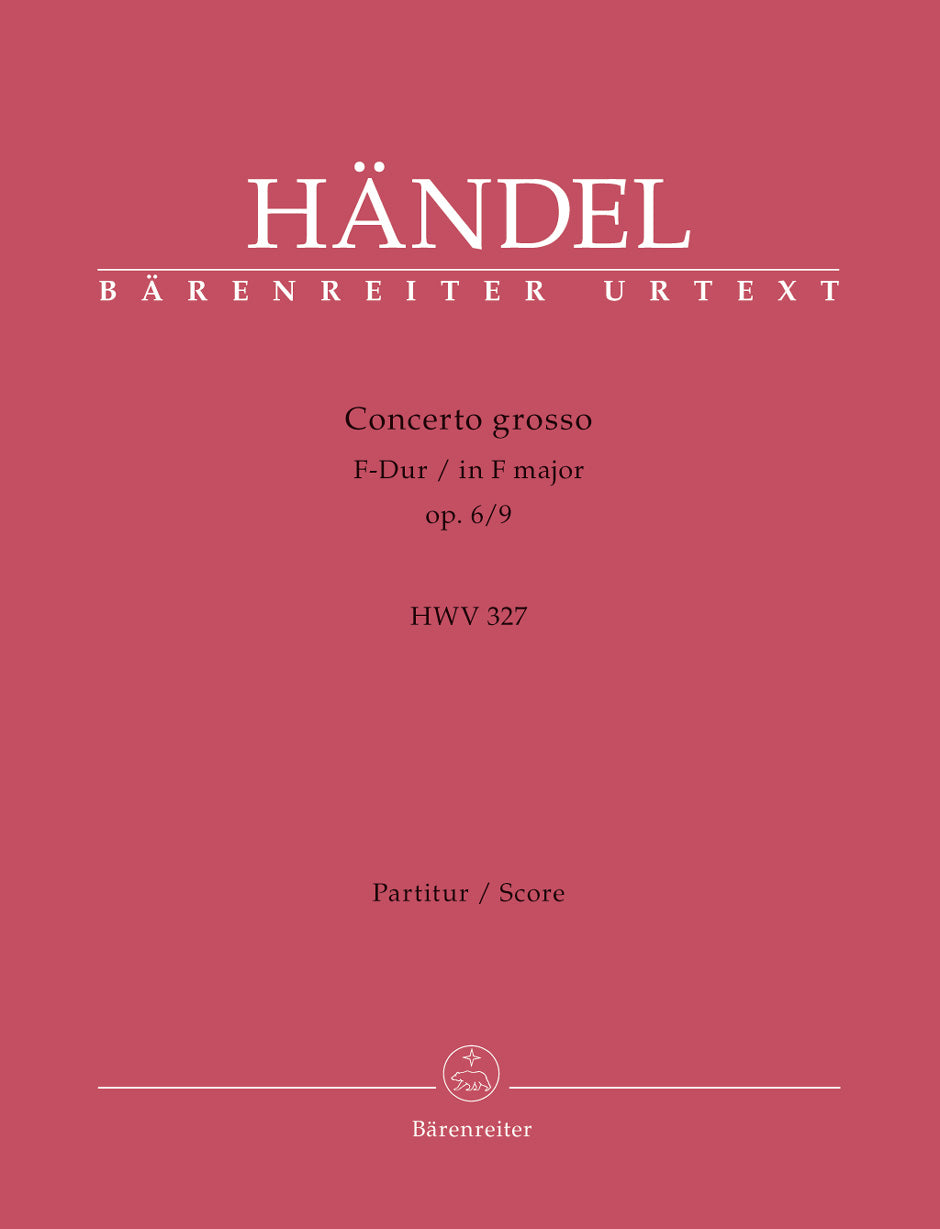 ヘンデル：合奏協奏曲 ヘ長調 Op.6/9 HWV 327/原典版/ホフマン & Redlich編: 指揮者用大型スコア 【輸入：室内楽(スコア)】