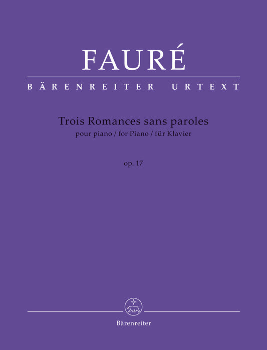 フォーレ：無言歌 Op.17/原典版/Bartoli編 【輸入：ピアノ】