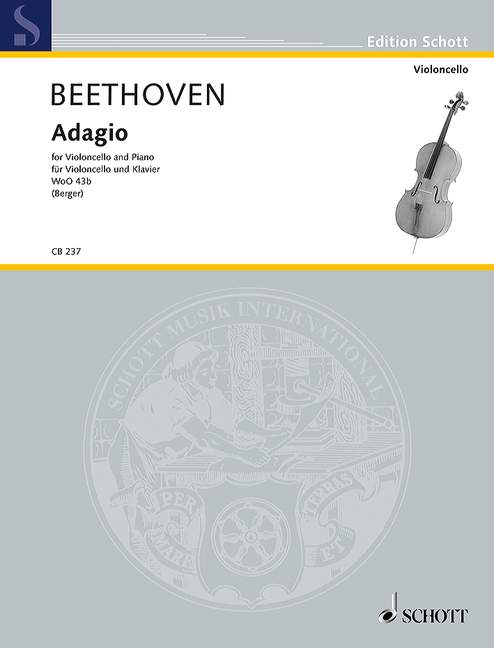 ベートーヴェン：マンドリンとピアノのためのアダージョ WoO 43b(179b)(チェロ用編曲)/Berger編曲 【輸入：チェロ】