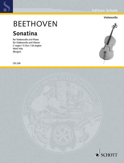 ベートーヴェン：マンドリンとピアノのためのソナチネ WoO 44a(チェロ用編曲)/Berger編曲 【輸入：チェロ】
