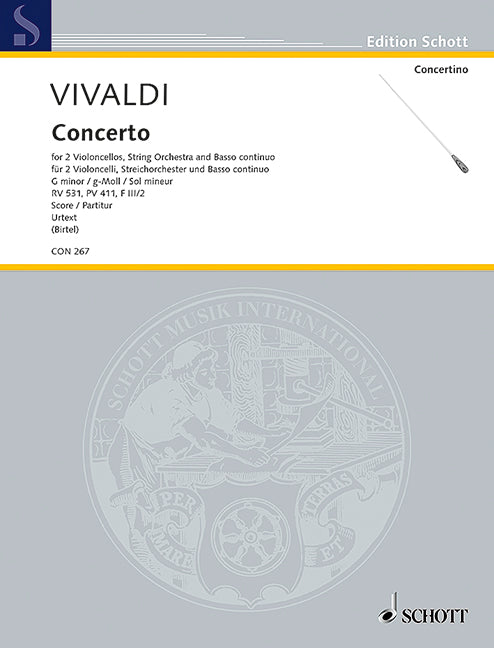 ヴィヴァルディ：2本のチェロのための協奏曲 ト短調 F.III, N.2 RV 531: 指揮者用大型スコア 【輸入：チェロとオーケストラ(スコア)】
