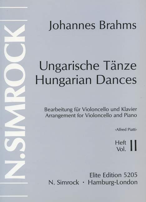 ブラームス：ハンガリー舞曲集 第2巻: 第6番-第10番 【輸入：チェロ】