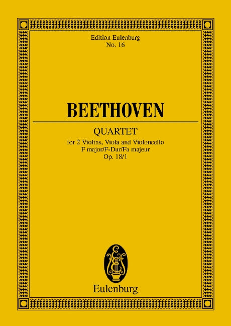 ベートーヴェン：弦楽四重奏曲 第1番 ヘ長調 Op.18/1 【輸入：室内楽(スコア)】