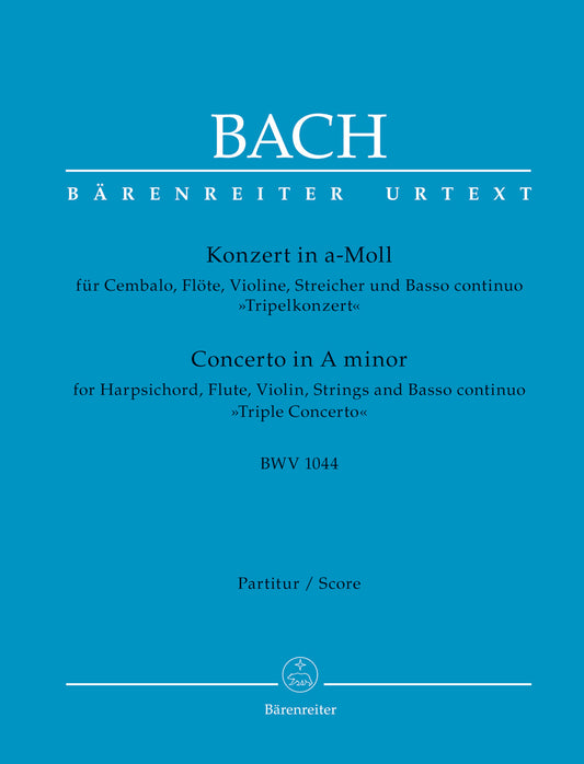 バッハ：チェンバロ、フルートとバイオリンのための三重協奏曲 イ短調 BWV 1044/原典版/Kilian編: 指揮者用大型スコア 【輸入：複数ソロ楽器とオーケストラ(スコア)】