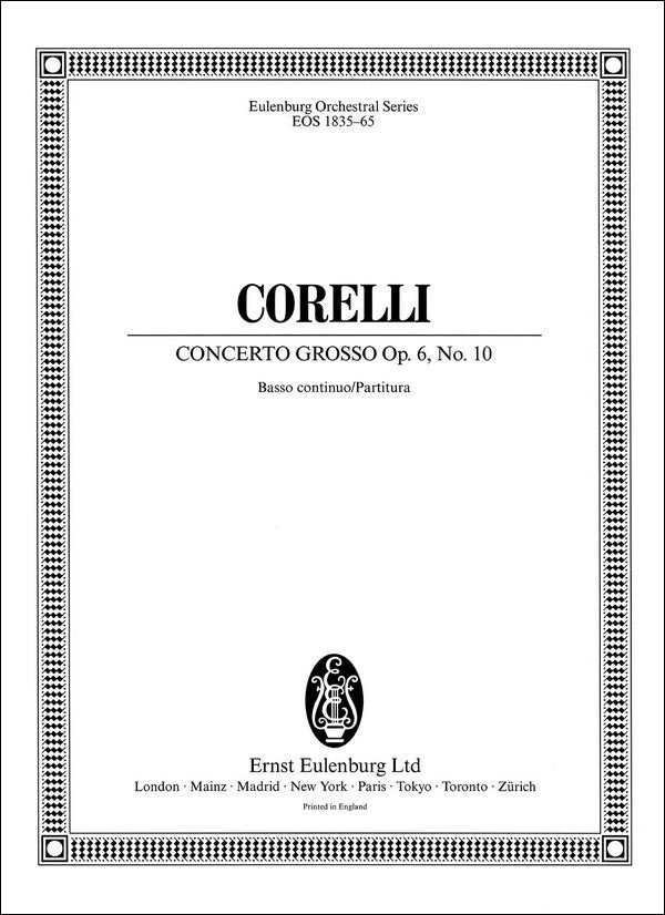 コレッリ：合奏協奏曲 ハ長調 Op.6/10/Platt編: 指揮者用大型スコア(通奏低音 兼用) 【輸入：複数ソロ楽器とオーケストラ(スコア)】