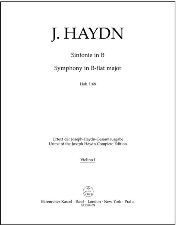 ハイドン：交響曲 第68番 変ロ長調 Hob.I/68/原典版/Stockmeier編: バイオリン1 【輸入：オーケストラ･パート譜】