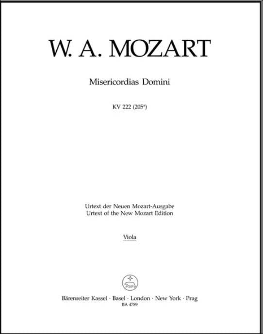 モーツァルト：四季斎日のオッフェルトリウム「主よ哀れみたまえ」 KV 222(205a)/原典版/Federhofer編: ビオラ 【輸入：オーケストラ･パート譜】