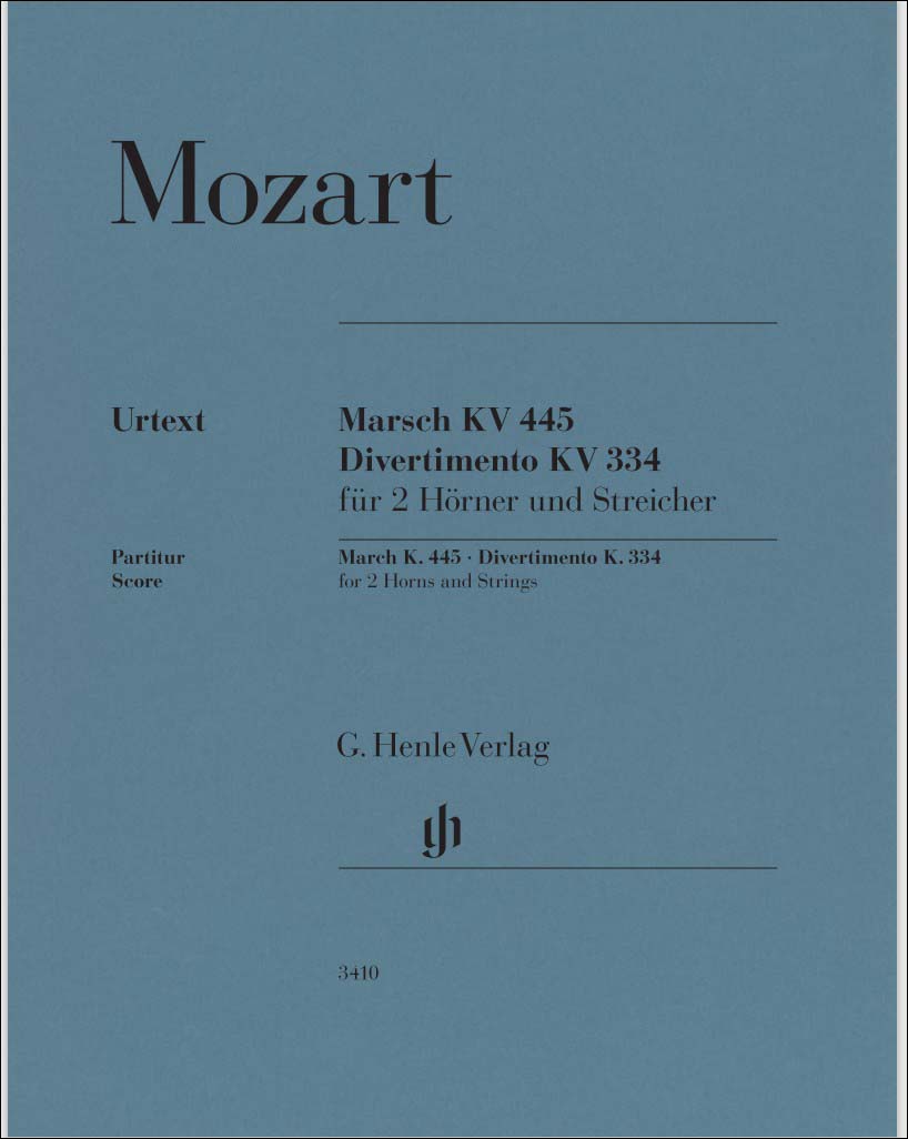 モーツァルト：行進曲 ニ長調 KV 445 と ディヴェルティメント 第17番 ニ長調 KV 334 ～2本のホルン, 2本のバイオリン, ビオラと通奏低音/原典版: スコア 【輸入：室内楽(スコア)】