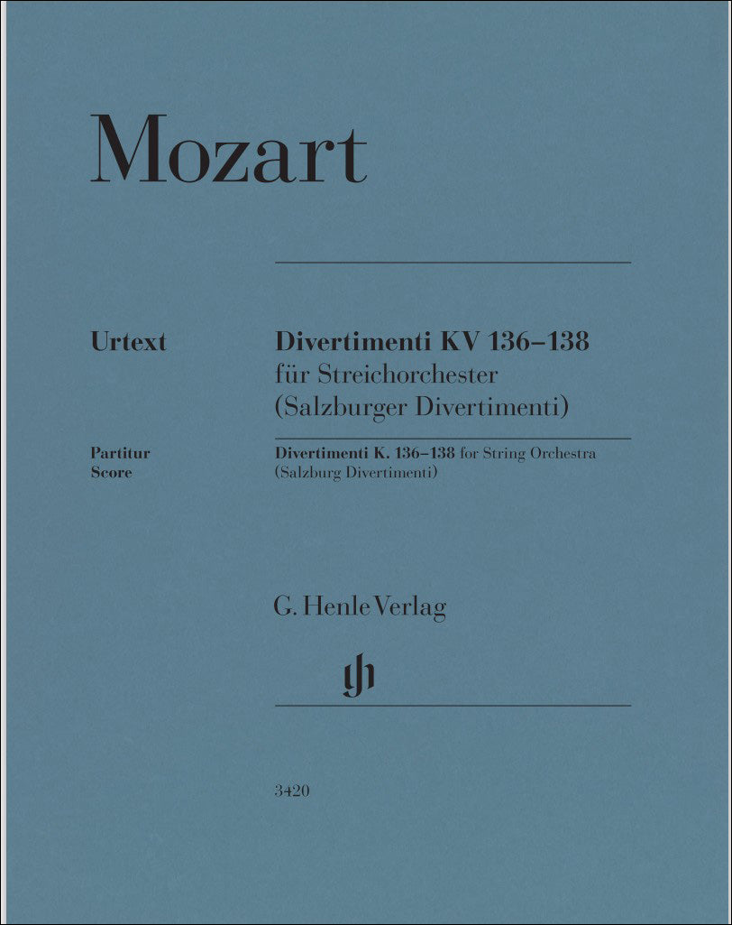 モーツァルト：ザルツブルグ・ディヴェルティメント KV 136-138/原典版/Seiffert編: 指揮者用大型スコア 【輸入：室内楽(スコア)】