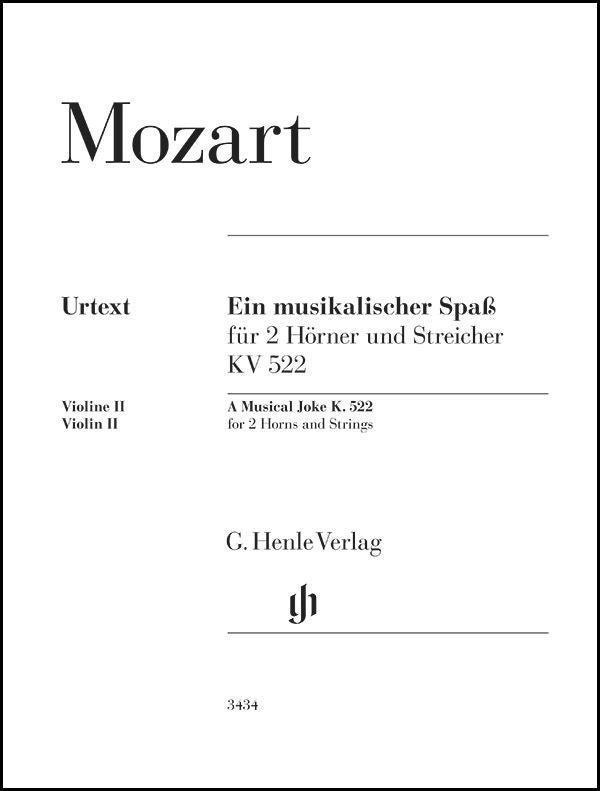 モーツァルト：音楽の冗談 ヘ長調 KV 522/原典版/ロイ編～2本のF管ホルンと弦楽のための: バイオリン2 【輸入：オーケストラ･パート譜】