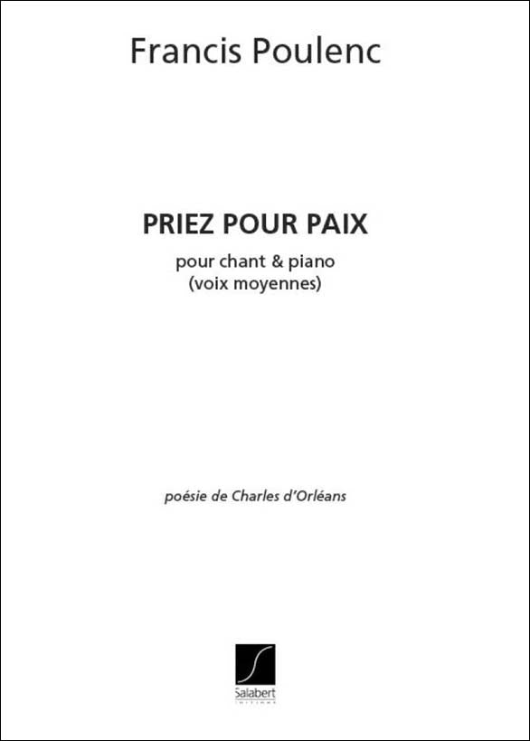 プーランク：平和の祈り 【輸入：ヴォーカルとピアノ】
