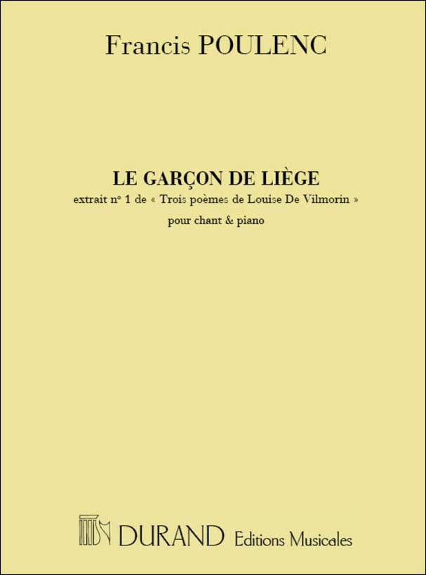 プーランク：3つの詩より リエージュの少年 【輸入：ヴォーカルとピアノ】